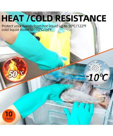 Buy VGO 10 Pairs Reusable Household Gloves XL Green Nitrile Dishwashing & Cleaning Gloves | Latex-Free & Waterproof (NT2141) - Buy Online on GoSupps.com