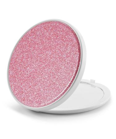 Getinbulk Compact Mirror Bulk  Small Pocket Makeup Round Mirror Double-Sided 1X/3X Magnifying PU Leather (Pink  2.7 inches)