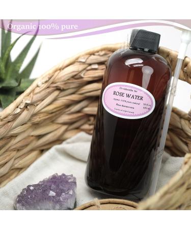 16 oz Organic Rose Water Spray - 100% Natural Alcohol-Free Face Toner & Cleanser | Bulgarian Rose Hydrosol for Face & Hair by Dr Adorable - Buy Online on GoSupps.com