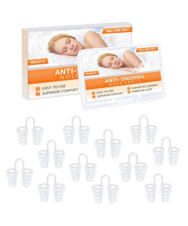 Nose Vent Sinus Relief Dilator (Pack of 12 Small Size) Hard Silicone Vents - A Simple Solution for Nasal Snorers - Reusable Snoring Device to Enjoy a Peaceful Night's Sleep by Mobi Lock
