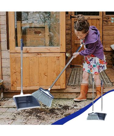 Brooms and Dustpan Set with Long Handle- Windproof Stand Up Dustpan with Brooms Combo for Home Kitchen Room Office Lobby Floor Use - Buy Online on GoSupps.com