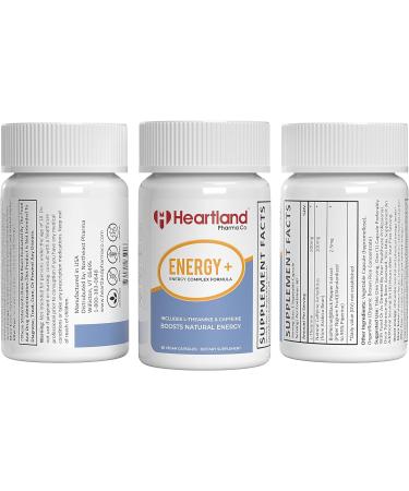 Energy+ Complex Capsules - Natural Energy Boost with Caffeine & L-Theanine | 60 Count Dietary Supplement - Buy Online on GoSupps.com
