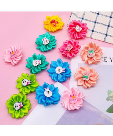 Mruq pet Happy Easter Day Dog Bows 80pcs Holiday Small Pet Dog Hair Bows Bulk Mix Cute Bunny Pattern Dog Flower Bows with Rubber Bands for Festival Puppy Dog Grooming Accessories A308-80 - Buy Online on GoSupps.com