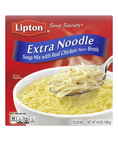 Lipton Soup Secrets Instant Soup Mix For a Warm Bowl of Soup Extra Noodle Soup Made With Real Chicken Broth Flavor 4.9 oz 2 ct, Pack of 12 4.9 Ounce (Pack of 12) Extra Noodle