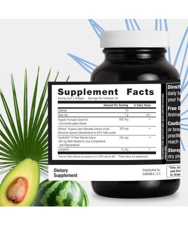Durable Prostate Organic USPlus Saw Palmetto + Beta-Sitosterol Supports Men s Prostate Health Bladder Function & Flow Doctor-Formulated Made in USA 30 Day Supply (60 Softgels) 60 Count (Pack of 1) - Buy Online on GoSupps.com