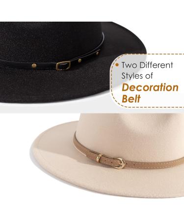 Lisianthus Wide Brim Belt Buckle Fedora Hat Set - 2 Pack for Women & Men | Medium Size - Buy Online on GoSupps.com