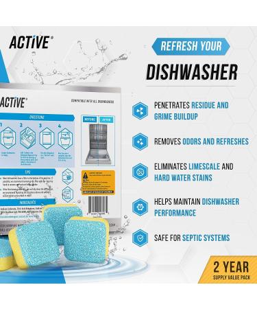 48 Pack Dishwasher Cleaner Deodorizer Tablets - Deep Cleaning Descaler Pods for Dishwasher Machine - Septic Safe, Natural Limescale Remover for Hard Water, Calcium, Odor & Smell - Double Pack, 48 Count - Buy Online on GoSupps.com
