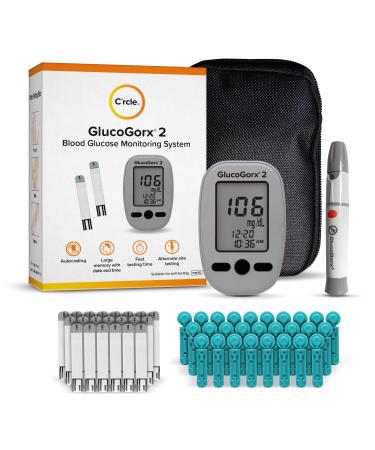 Blood Glucose Monitor Kit with Blood Glucose Monitor  Blood Test Strips  Lancing Device  and Lancets for Diabetes Testing - Blood Sugar Test Kit With Autocoding & Large Memory for Fast Testing Time  and Alternate Site Te...