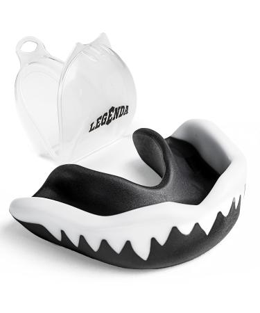 Legenda Mens Mouth Guard Boxing & MMA for Adults - Sports Mouthpiece for Football, Lacrosse, Jiu Jitsu, Wrestling, BJJ - Weightlifting Braces Mouthguard One Size w/Case White