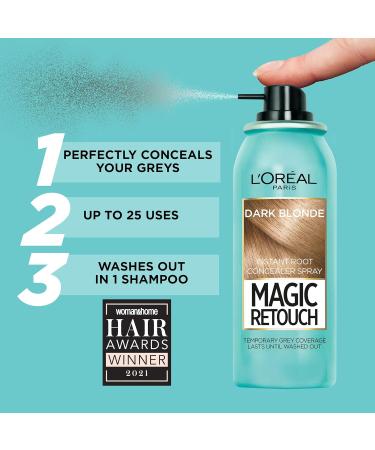 L'Or al Magic Retouch Instant Root Concealer Spray Ideal for Touching Up Grey Root Regrowth Colour: Dark Blonde 150 ml DARK BLONDE 150ML 1 count (Pack of 1) - Buy Online on GoSupps.com