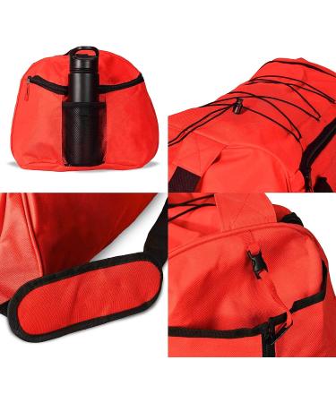 DALIX 24" The Dagger Basketball Duffle Bag Sports Shoe Ball Holder Duffel w Shoulder Strap and Water Bottle Holder Red-Black - Buy Online on GoSupps.com