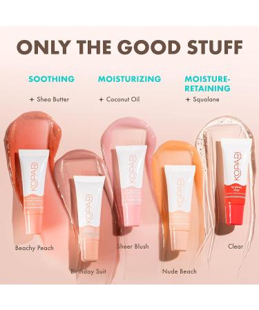 Kopari Nude Peach Lip Glossy 2pk - Hydrating Lip Gloss for All Skin Tones | Shop Internationally - Buy Online on GoSupps.com