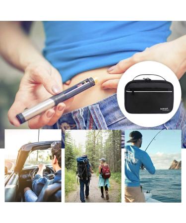 LAVIEVERT Diabetes Travel Carry Bag - Insulin Cooler Case with Shoulder Strap & Ice Packs - Black - Buy Online on GoSupps.com