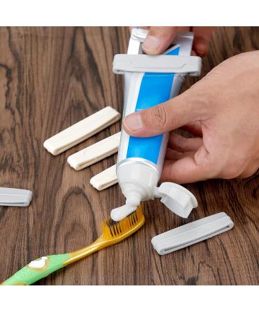 Calary 6pcs Toothpaste Tube Squeezer Dispenser | 3 Sizes Plastic Rolling Clip | Bathroom Organizer (Gray/White) - Buy Online on GoSupps.com