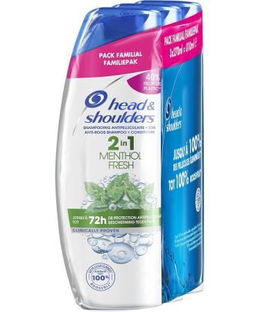 Head & Shoulders Menthol Fresh 2in1 Anti-Dandruff Shampoo and Conditioner Deeply Cleanses Hair and Scalp Fresh Minty Sensation 3x270 ml Formula - Buy Online on GoSupps.com