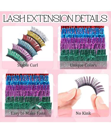 Multicolored Glitter Lash Extensions for Halloween Party Makeup | 0.15 D Mix 15-20 mm - Buy Online on GoSupps.com