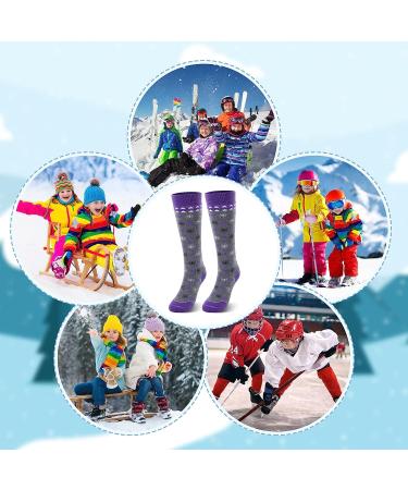 Kids Merino Wool Ski Socks - Lightweight & Warm - Blizzard Purple - 9-12 Years - Buy Online on GoSupps.com