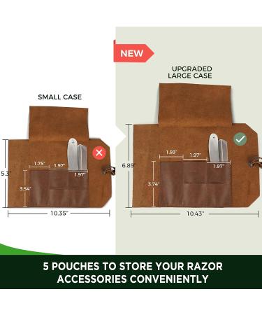 ZOMCHI Genuine Leather Safety Razor Case - Large (Pack of 1) | Durable & Stylish Protection for Your Razor | International Shipping Available - Buy Online on GoSupps.com