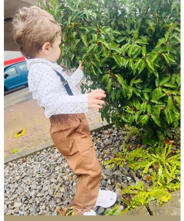 Volunboy Baby Boys Formal 4PCS Suit Set, Bow Tie Shirt + Suspenders Pants, 12-18 Months - Whitedots - Buy Online on GoSupps.com