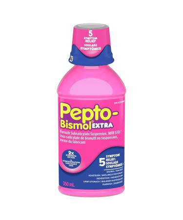 Pepto Bismol Extra Strength Liquid 2X Concentrated Formula Upset Stomach Relief Diarrhea Relief Heartburn Nausea Indigestion Upset Stomach Original Flavour 12oz /350mL Original 350 mL (Pack of 1)