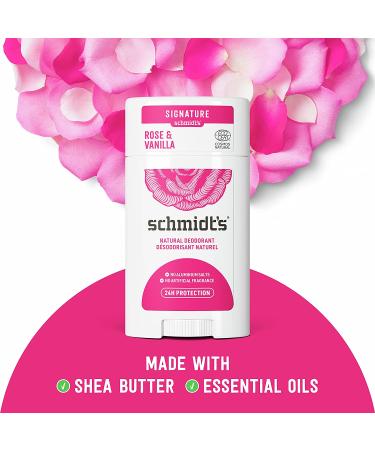 Schmidt's Aluminum-Free Natural Deodorant - Rose & Vanilla, 24-Hour Odor Protection, Vegan & Cruelty-Free - Buy Online on GoSupps.com