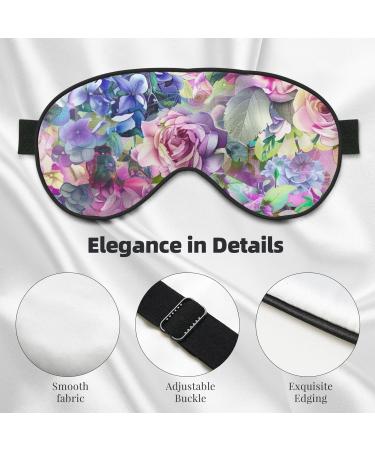 Watercolor Hydrangea Rose Sleep Mask for Men & Women | Soft Adjustable Eye Covers for Travel & Sleep | Aesthetic Blackout Mask - Buy Online on GoSupps.com