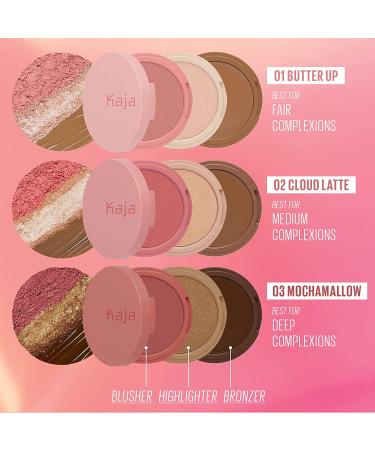 Kaja 3-in-1 Sculpting Trio Play Bento | Powder Blusher, Highlighter & Cream Bronzer - 01 Butter Up | Fair Complexions - Buy Online on GoSupps.com