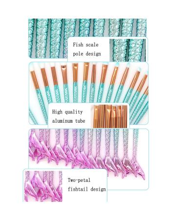 10pcs Mermaid Makeup Brushes Set - Professional Fishtail Cosmetic Brushes for Blush & Beauty - Buy Online on GoSupps.com