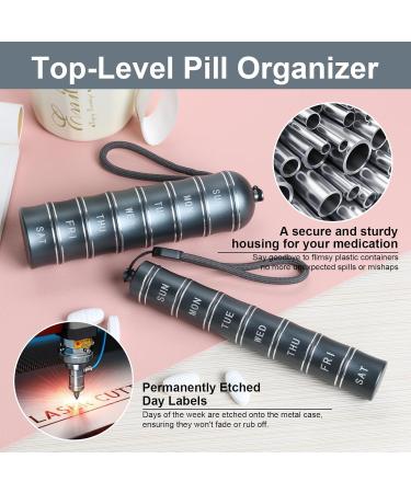 2pcs Metal Pill Organizer - 7-Day Travel Medicine Box Portable & Waterproof Durable Aluminum for Vitamins & Fish Oil - Buy Online on GoSupps.com