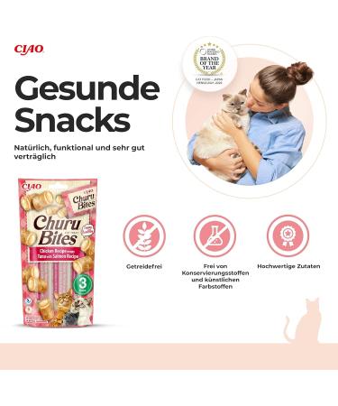 Inaba Churu Bites - Hand-Feed Cat Treats with Crispy Tuna & Salmon Filling - 30g Pack - International Shipping - Buy Online on GoSupps.com