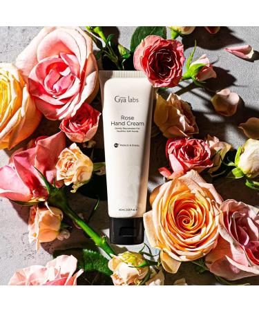 Gya Labs Rose Hand Cream (60ml) Moisturizing For Dry Hands & Cracked Skin - Enriched with Shea Butter & Pure Rose Oil - Travel-sized & Good For Holiday Gifts - Buy Online on GoSupps.com