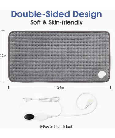 JKMAX Heating Pad for Back Pain Relief - 10 Heat Settings - Moist/Dry Heat Therapy - Machine-Washable - 12x24 Inch Grey - Buy Online on GoSupps.com