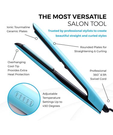 Travel-Ready Dual Voltage Hair Straightener Kit | 2-in-1 Curling Flat Iron with Curved Edges | Anti-Frizz Ionic Styling | SKYPRO 1 Inch Flat Iron for Effortless Hair Styling - Buy Online on GoSupps.com