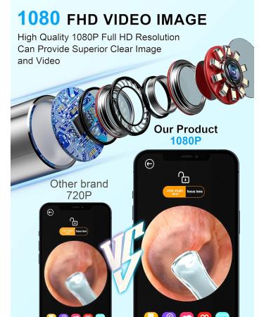 DJROLL Ear Wax Removal Wireless Earwax Remover Tool with Camera Ear Wax Remover Endoscope with LED Light Ear Cleaner Tool for iOS & Android Smart Phones - Buy Online on GoSupps.com