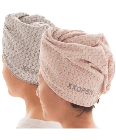 XXOPEN Microfiber Hair Towel for Curly Hair Accessories Plopping Hair Towel Wrap for Women Long Hair Anti Frizz 2 Packs (M1016-2pcs)