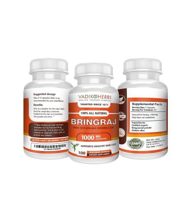 Vadik Herbs Organic Bhringraj Powder 100 Vegicaps | Promotes Healthy Hair Growth - Buy Online on GoSupps.com