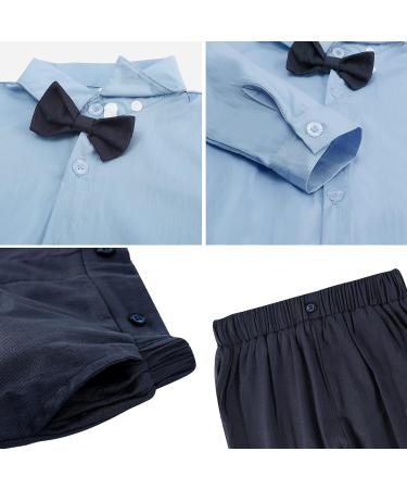 Mint Green Baby Boy Wedding Outfit Suit | 3-6 Months Solid Blue Gentleman Clothing Set with Bodysuit, Suspender Trousers, Shirt, and Bow Tie - Buy Online on GoSupps.com