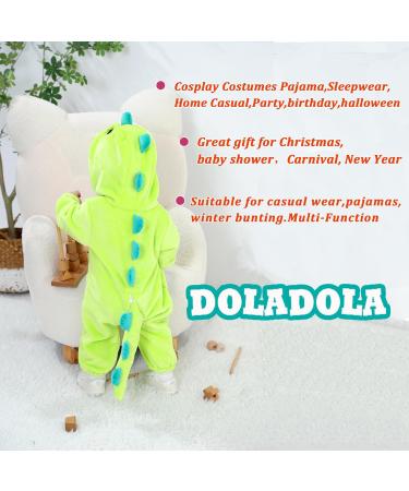 Doladola Baby Dinosaur Hooded Onesie | 12-18 Months | Emerald Green Pajamas Romper - Buy Online on GoSupps.com