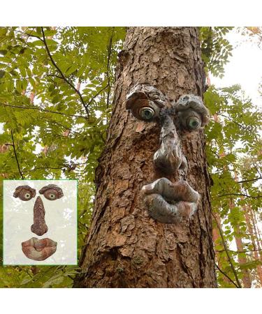 PureZoneA Old Man Tree face/ Hugger Bark Ghost Face Facial Features Decoration Art