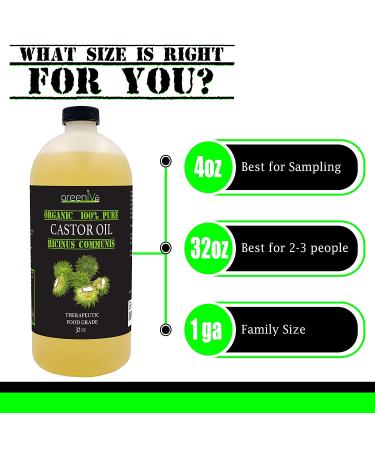 GreenIVe 100% Pure Cold Pressed Castor Oil - Hexane Free, 32 oz - Available Exclusively on Amazon - Buy Online on GoSupps.com
