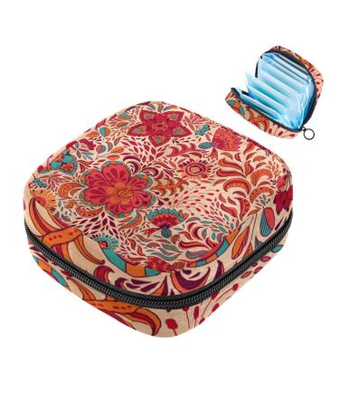 Storage bags for women's bandages bohemia style flower pattern portable menstrual performances panty lips tampons women's bandages storage holder for women school office multi-colored 02