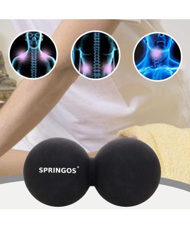 SPRINGOS Double Ball Duoball Massage Ball - Hardness: Hard 13 cm Black Twinball for Fascia Release - Buy Online on GoSupps.com