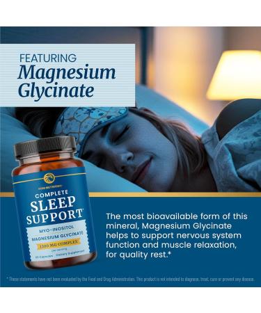 Complete Sleep Support | Myo Inositol + Magnesium Glycinate | Restful Sleep & Relaxation Support | 1100MG Complex | Melatonin-Free, Non-GMO | Inositol Supplement with Magnesium-Glycinate | 60 Ct - Buy Online on GoSupps.com