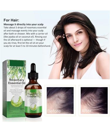Rosemary Oil for Hair Growth (60ml) | 100% Pure Organic Rosemary Essential Oil to Stimulate Hair Growth Improve Hair Loss and Nourish Scalp | Promotes Hair Eyebrow & Eyelash Growth for Men & Women - Buy Online on GoSupps.com