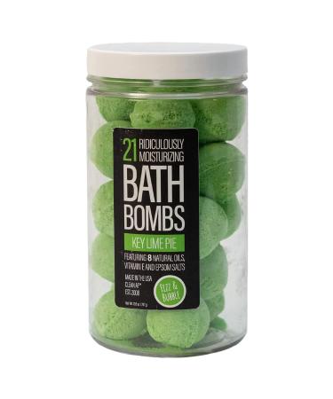 Fizz & Bubble Mini Bath Bomb Jar with Vitamin E  Coconut Oil  Olive Oil  Jojoba Oil & More - Moisturizing Bath Bomb Fizzies Gift Set - 21 Bath Bombs - Key Lime Key Lime Pie