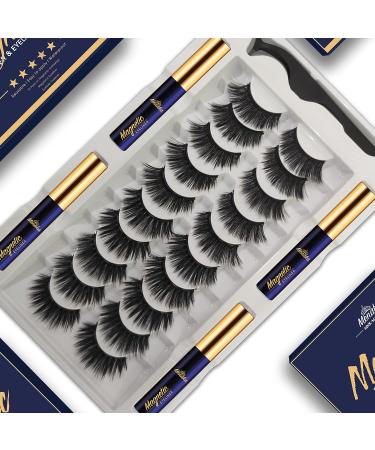 MENAKA 3D Magnetic Eyelashes with Eyeliner Kit - Natural Looking Reusable Magnetic Lashes - Easy to Apply - 10 Pairs + 4 Tubes - Buy Online on GoSupps.com