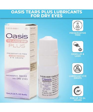 Oasis TEARS Plus 0.34oz Preservative-Free Lubricant Eye Drops for Dry Eyes + Anti Fog Cloth by Maxim Eye - Buy Online on GoSupps.com