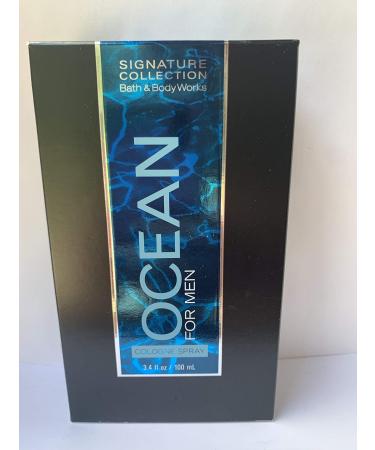 Bath and Body Works 3.4 Ounce Ocean Cologne Spray For Men Original Rectangle Box Fresh Rectangle Bottle