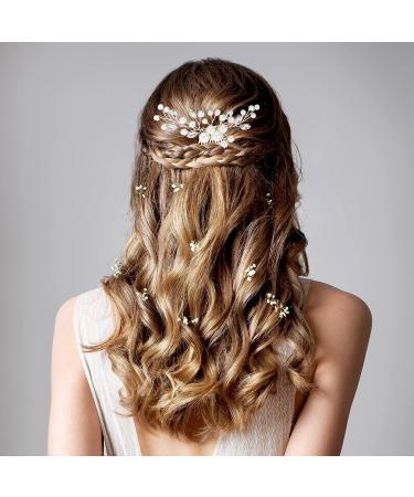 Wedding Pearl Crystal Headpiece Comb Set - Bridal Hair Accessories with Rhinestone Accents - Buy Online on GoSupps.com