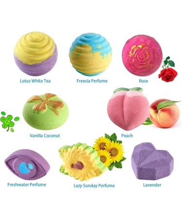 Natural Organic Bath Bombs Gift Set for Women - 8 Handmade Fizzy Bubble Bath Balls, Perfect Mothers Day or Birthday Gift - Multicolor - Buy Online on GoSupps.com